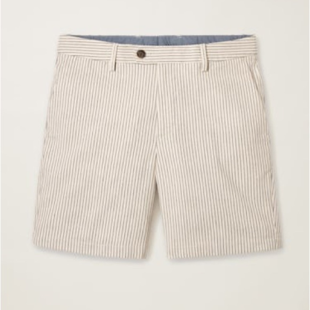 Bonobos Italian Stretch Chino Shorts 32” x 7 In” Slim Stone Grey Navy Pinstripe
